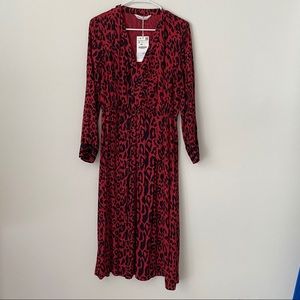 ZARA Midi Dress Long Sleeve Animal Print / Size S